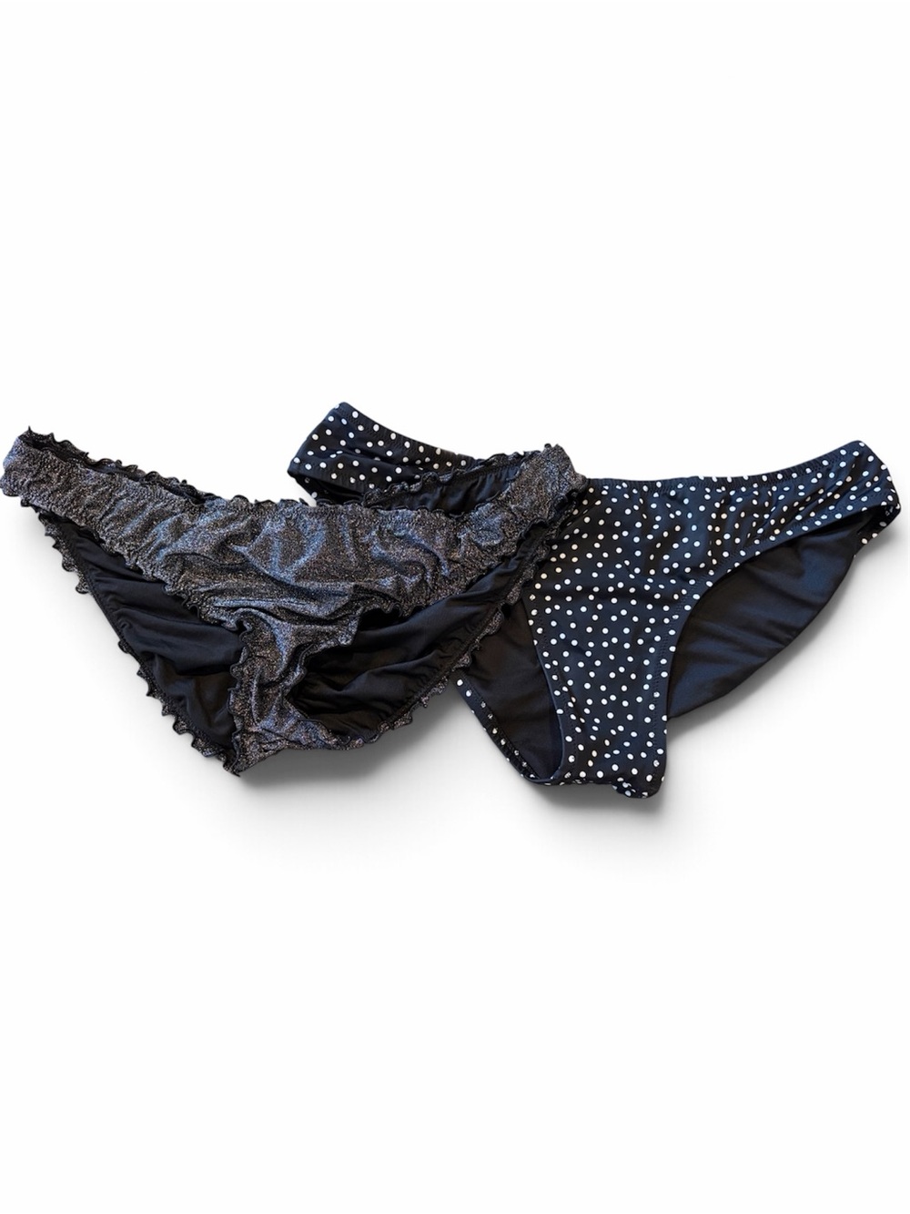 Victoria's Secret Women’s 2 Pairs Black & Polka Dot Swim Bikini Bottoms